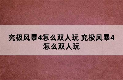 究极风暴4怎么双人玩 究极风暴4怎么双人玩